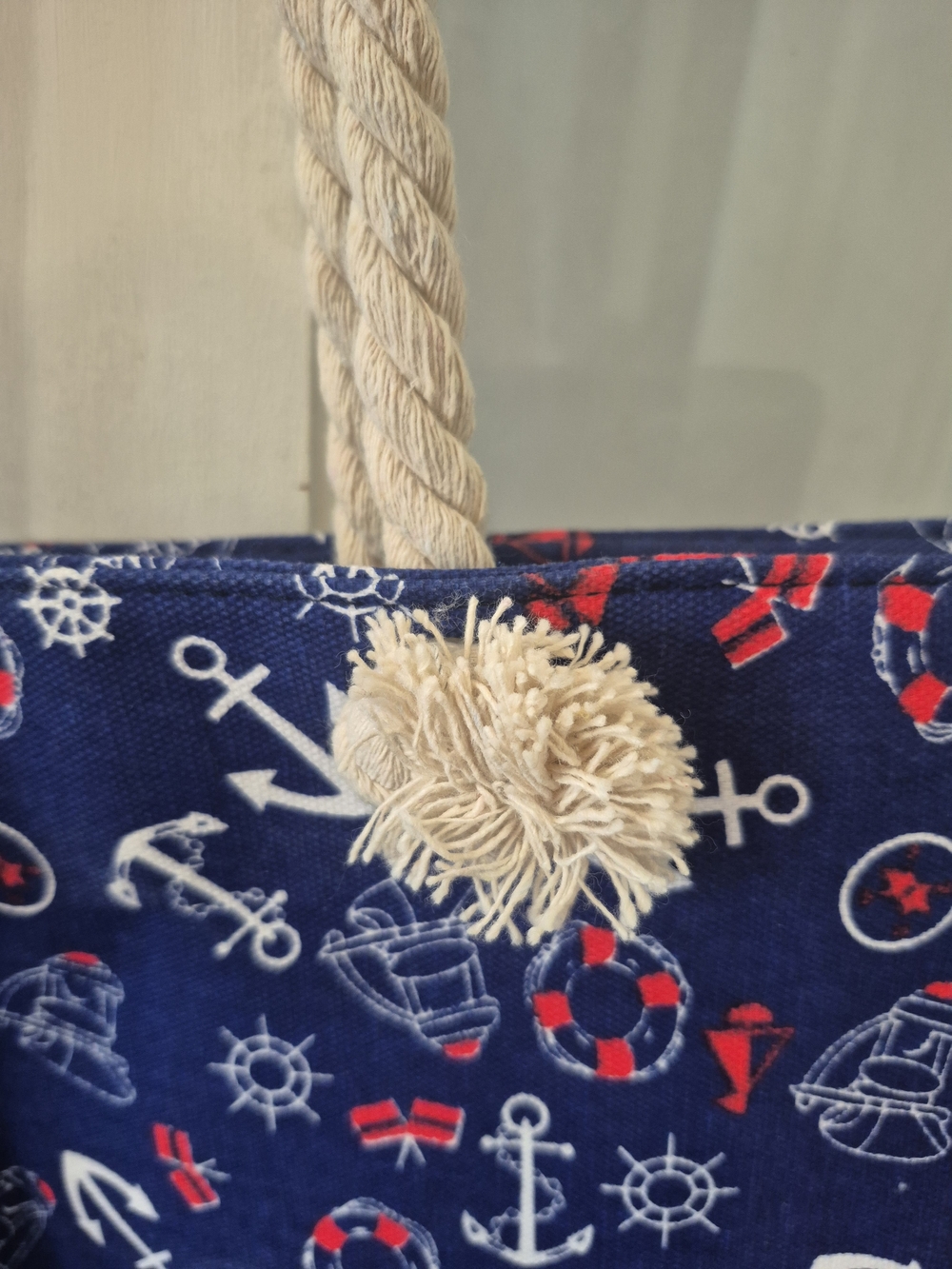 Navy Nautical Canvas Tote Bag - Picture 7 of 7